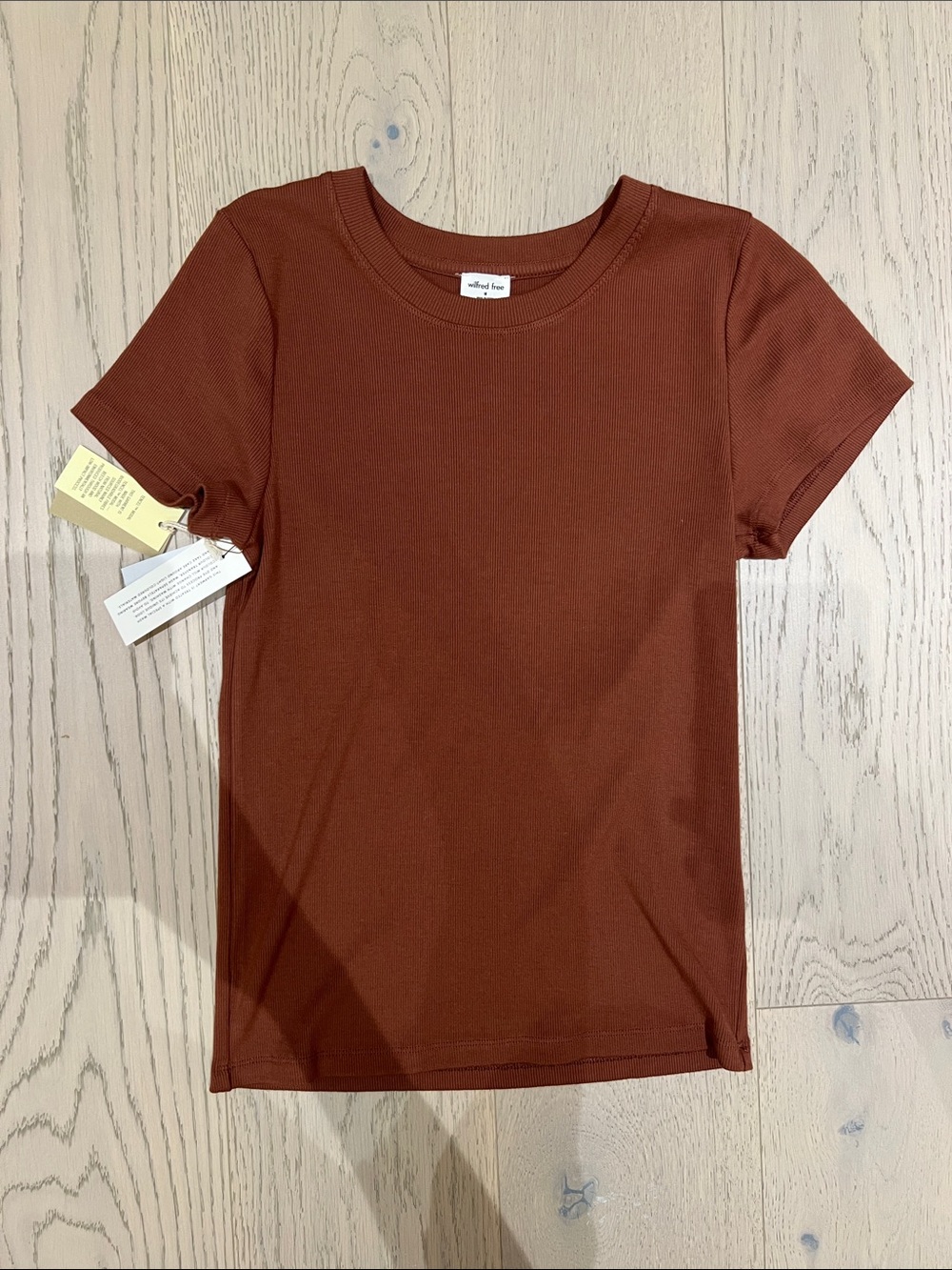 Wilfred Short Sleeve Ribbed Tee - Rust Brown